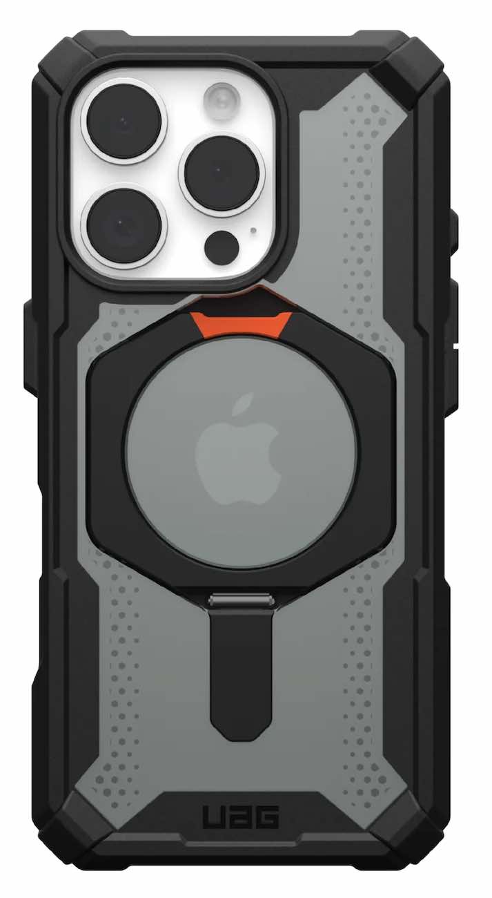 UAG Plasma XTE Case for iPhone 16 Pro / Built-in Stand / Drop Resistant / MagSafe / Black & Orange