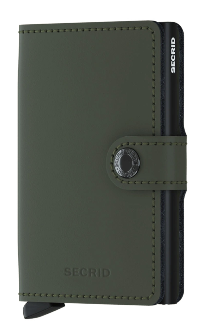 Secrid Miniwallet Card Holder / RFID Protection / Matte Leather / Elegant Design / Green & Black