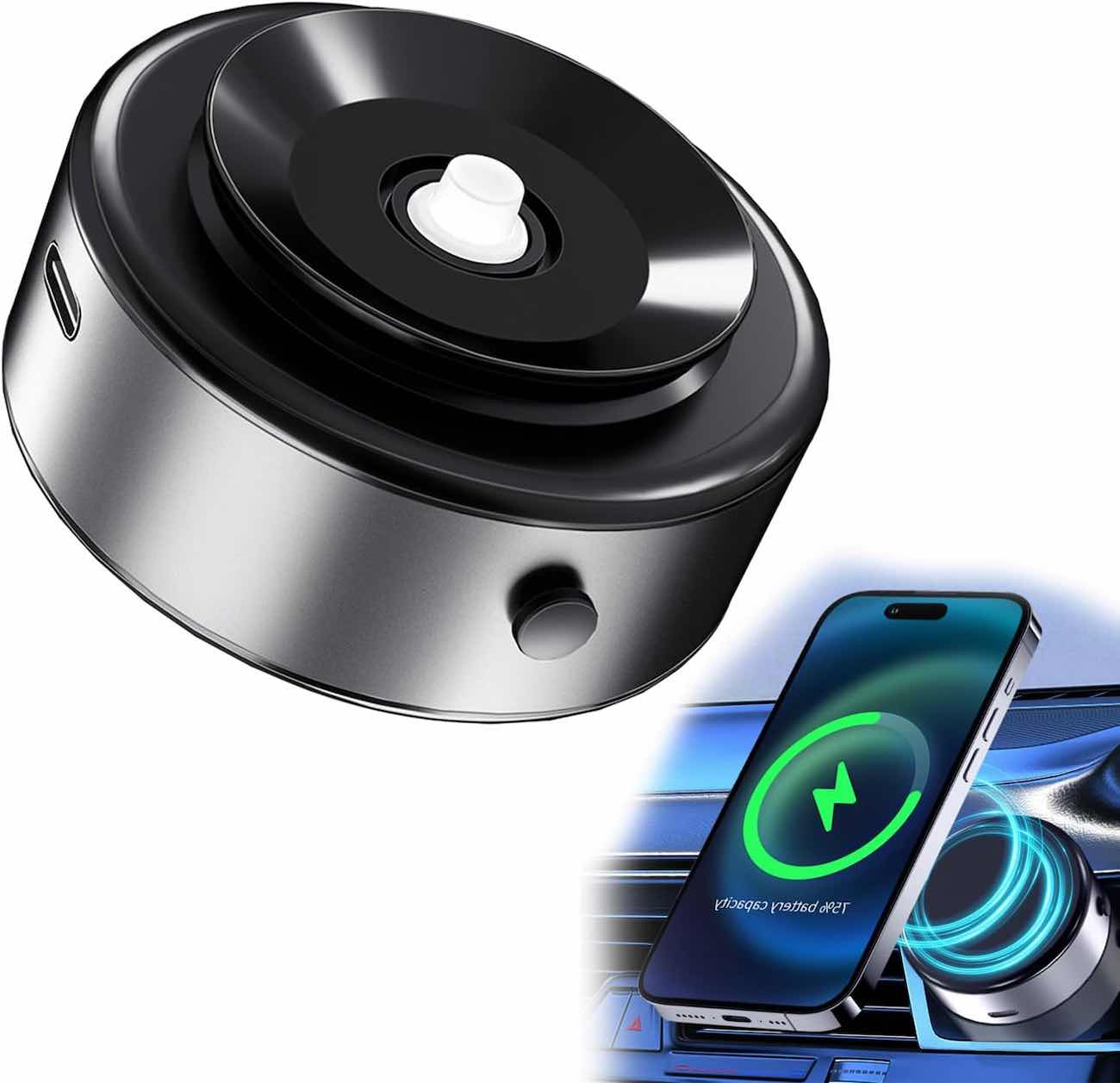 Magnetic Suction Phone Stand / High Stability / Silver / Support Wireless Charging