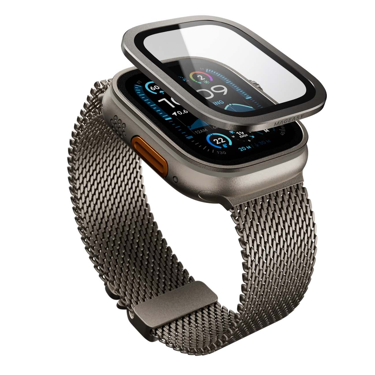 MagEasy Protector for Apple Watch Ultra & Ultra 2 / 49 / Titanium Frame / Drop Resistant / Titanium