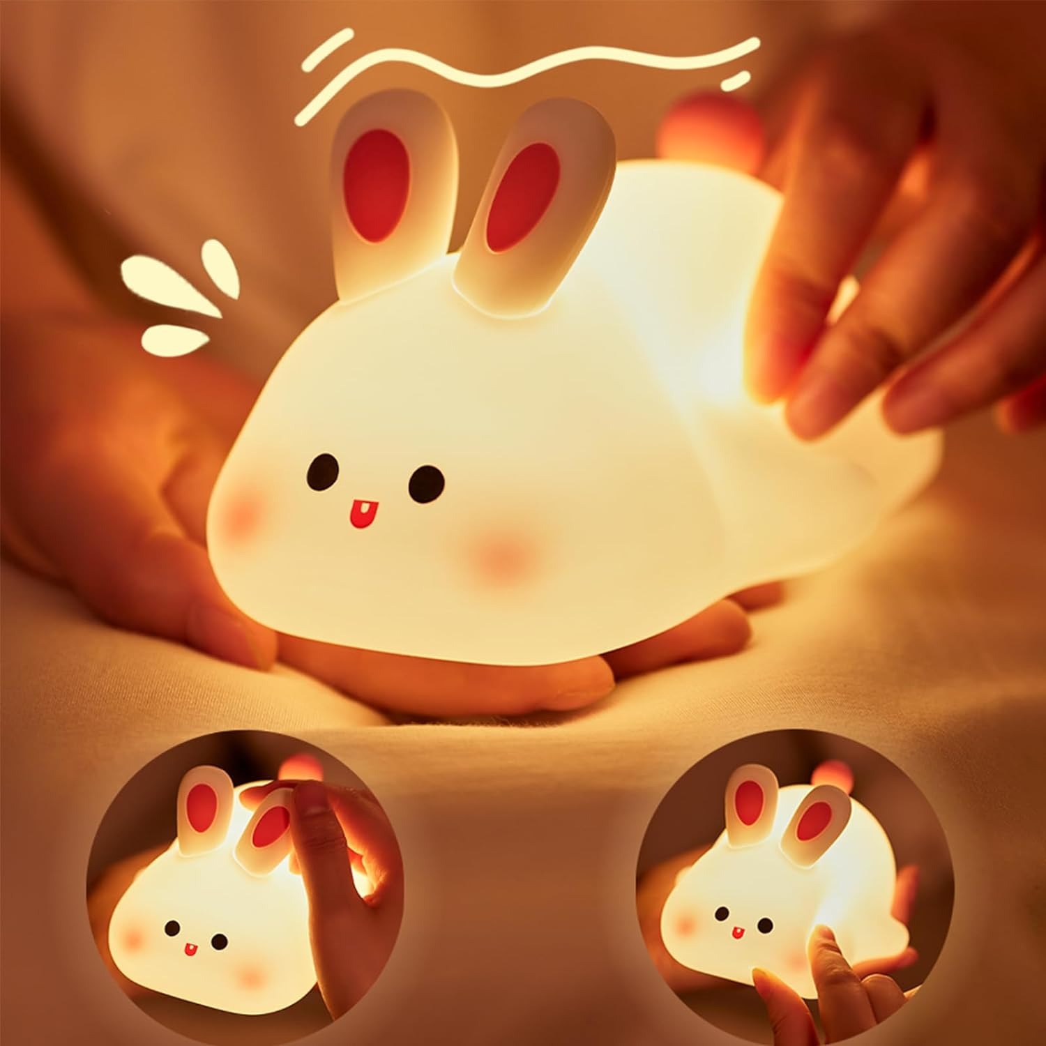 Cute Rabbit Light / Made of Soft Silicone / Squeezable & Soft
