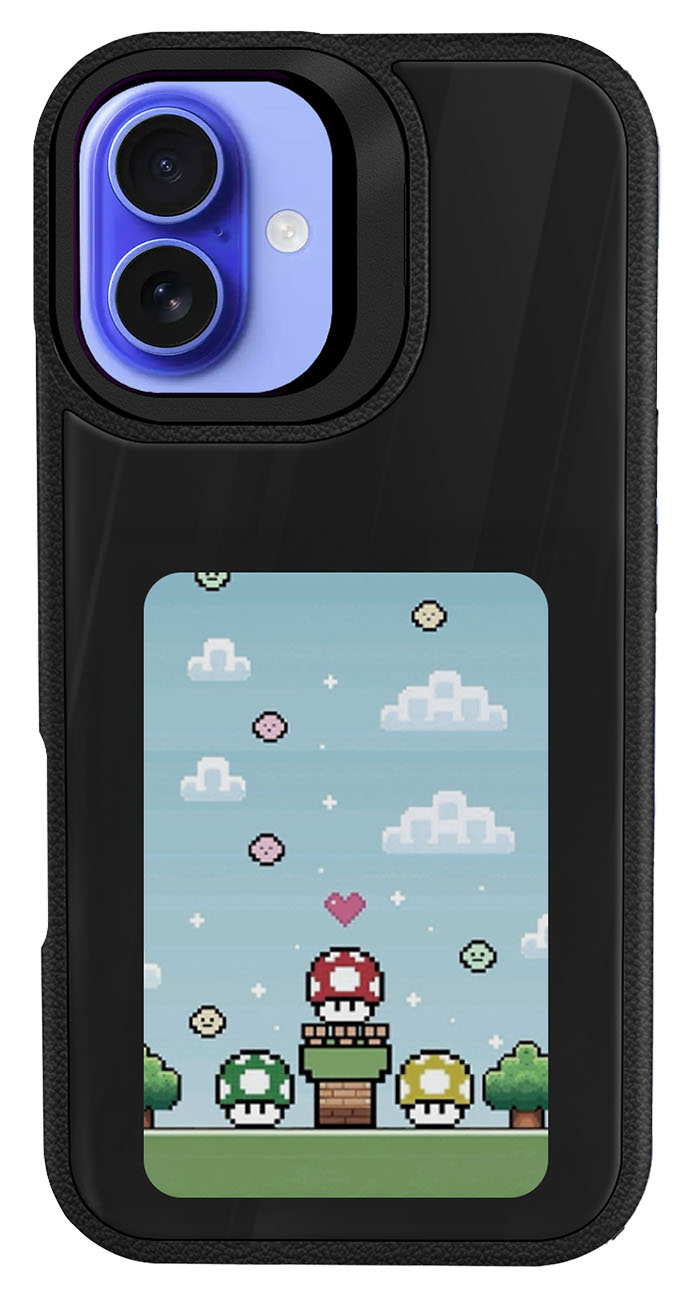 NFC Case for iPhone 16 / With E-Ink Display / App Control / Built-in Stand / Black