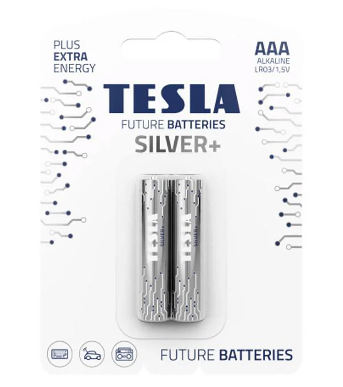 TESLA Silver+ AAA Batteries / Pack of 2