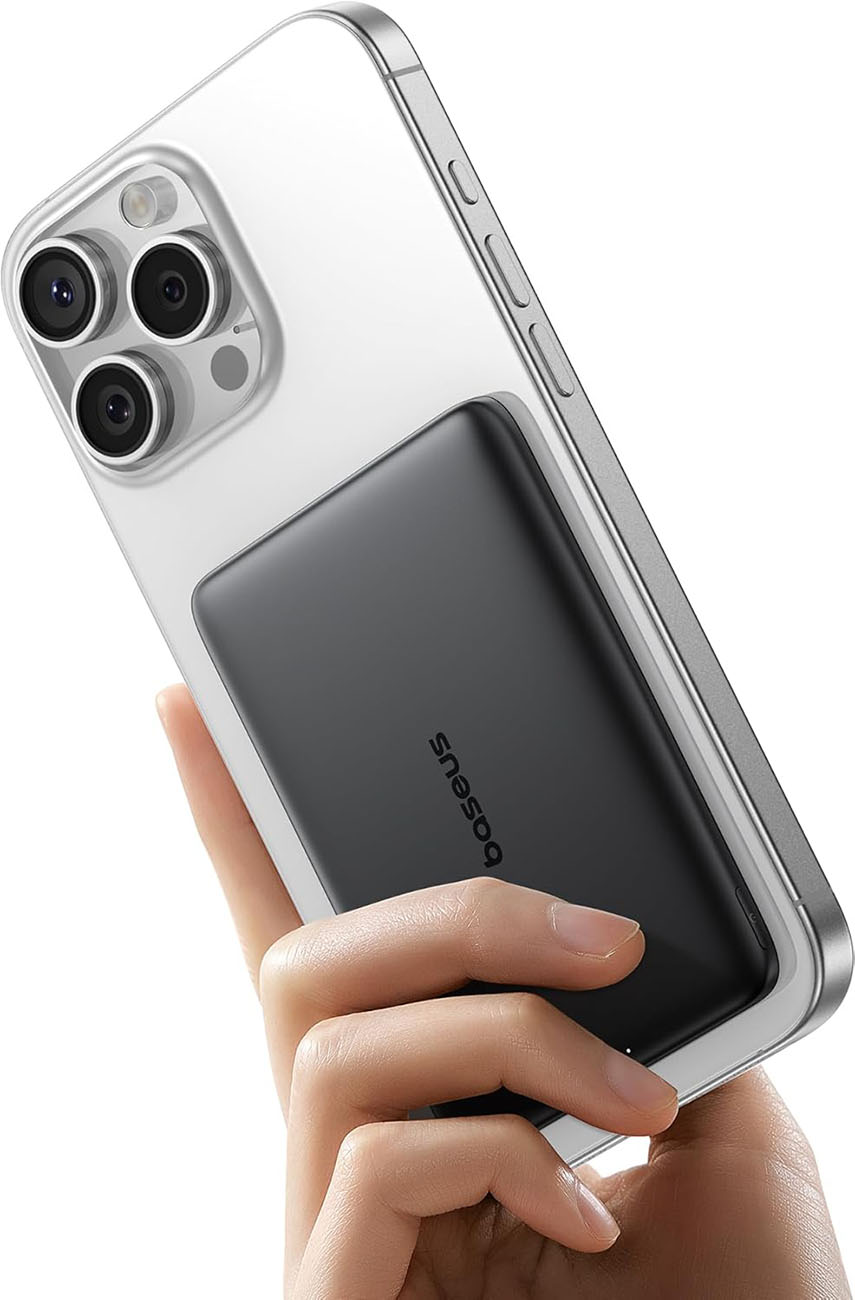 Baseus PicoGo Magnetic Power Bank / Ultra-Slim / 5000mAh Capacity / Supports MagSafe / Black