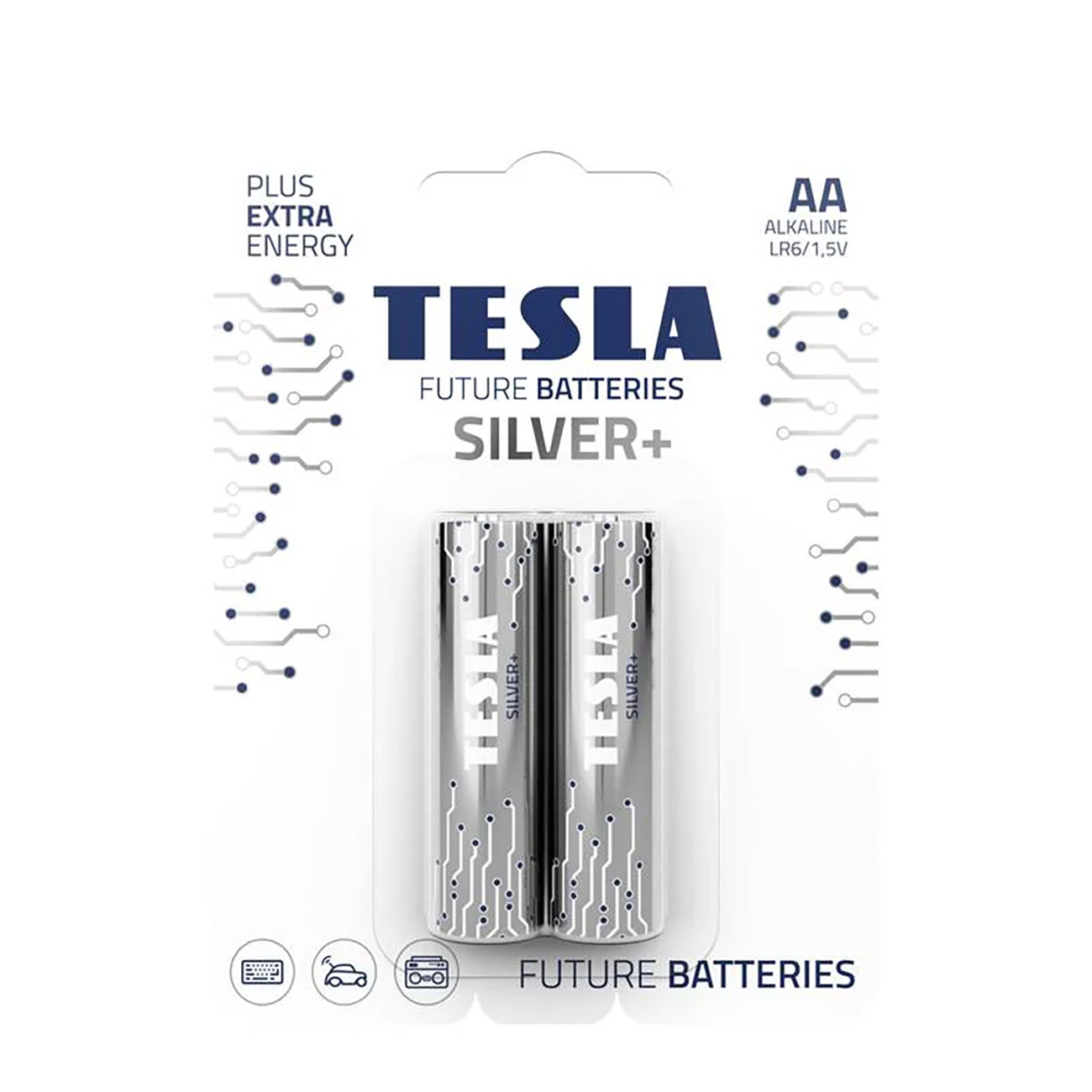 TESLA Silver+ AA Batteries / Pack of 2