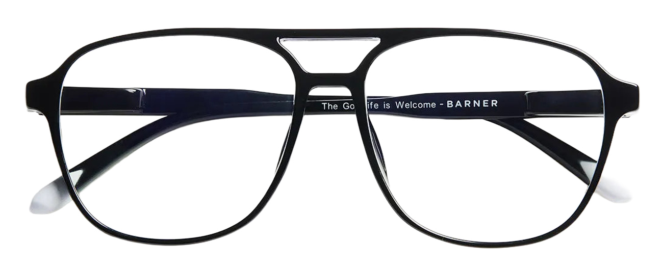 Barner Brad Glossy Glasses / Protects Eyes from Harmful Screen Rays / Black