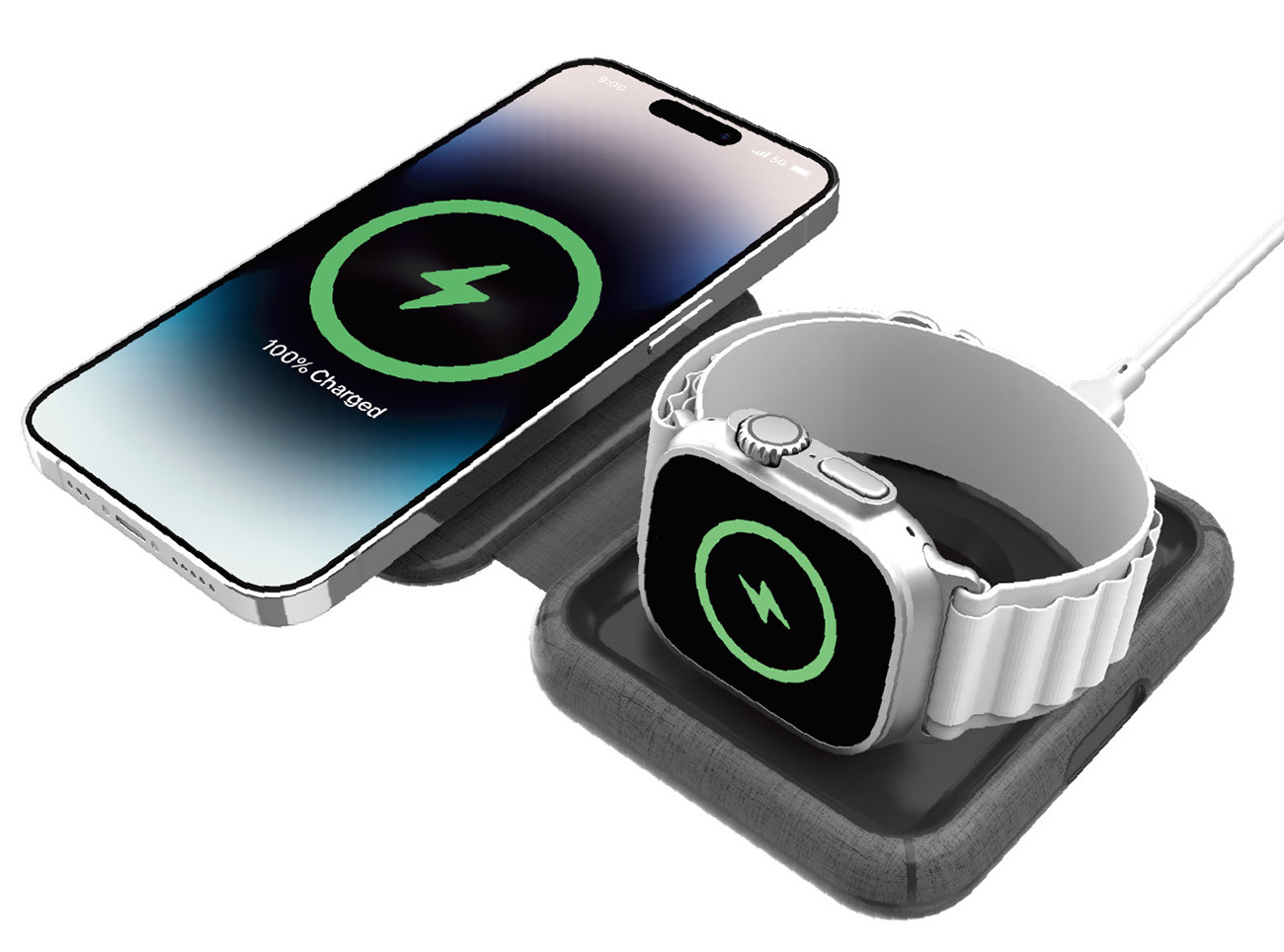 Momax Q.Mag Go Wireless Charger / Charges Phone + Watch / Supports MagSafe / Foldable