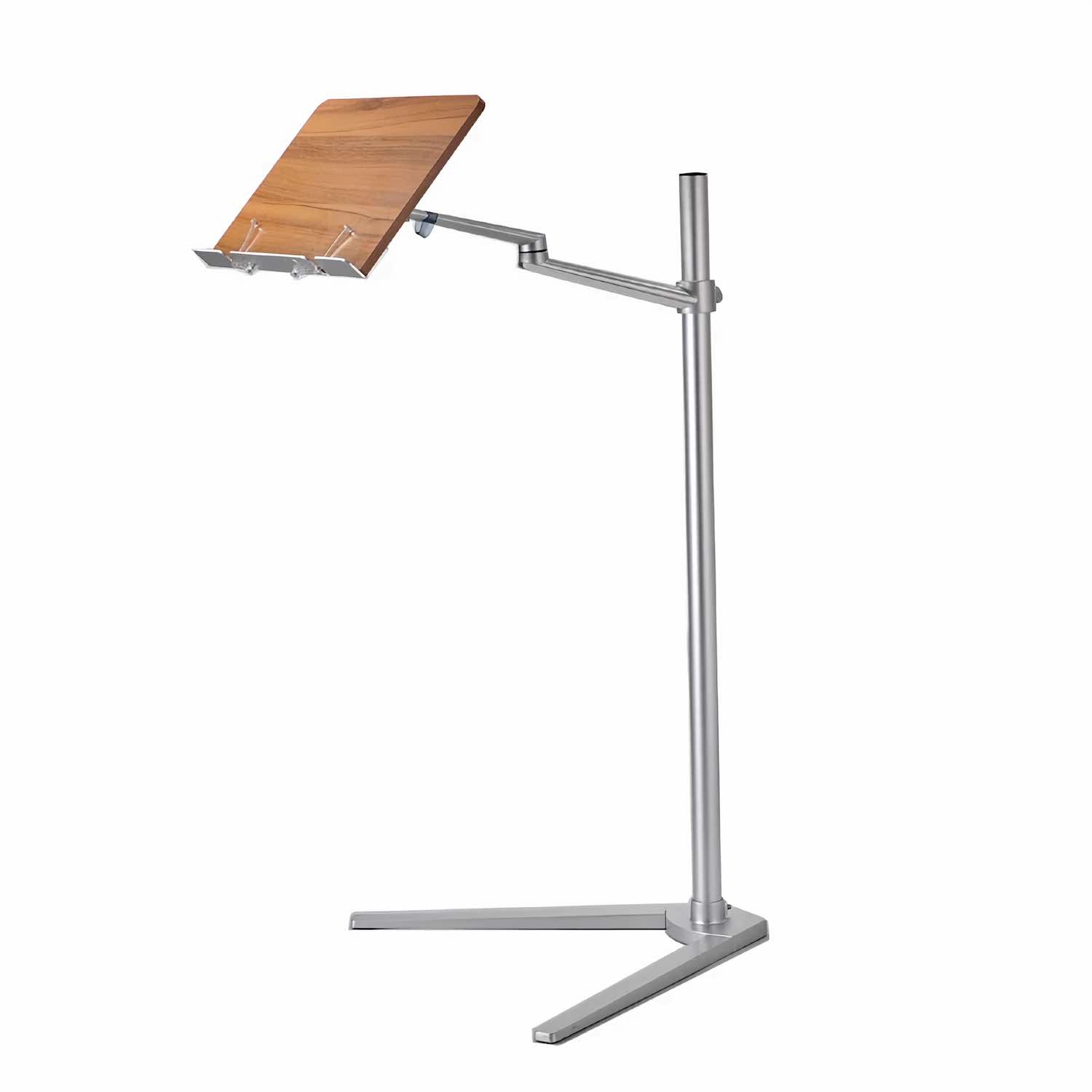 Multi-Purpose Reading Stand / Portable & Foldable / Adjustable Height / Silver & Wooden Design