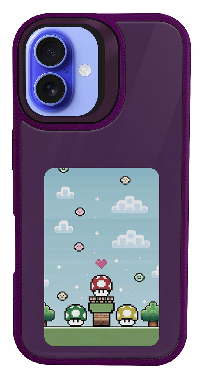 NFC Case for iPhone 16 / With E-Ink Display / App Control / Built-in Stand / Purple
