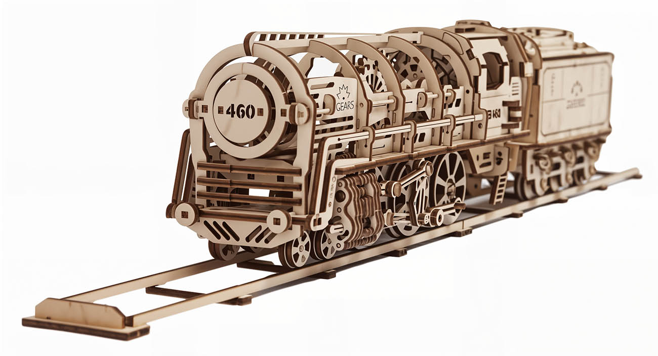 Ugears Mechanical Model Kit / Wooden Pieces / Unique 3D Design / Train