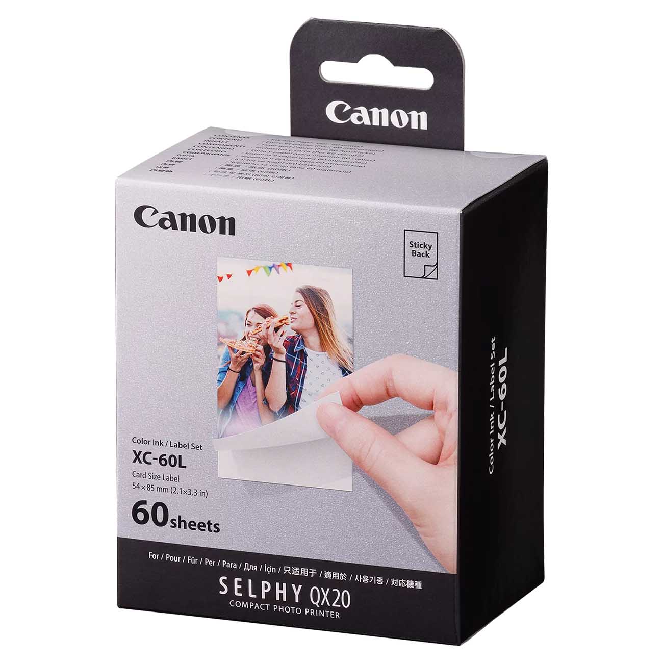 Paper for Canon Selphy QX20 Printer / Color Print / Built-in Adhesive / 60 Sheets / 2.1x3.3 inches