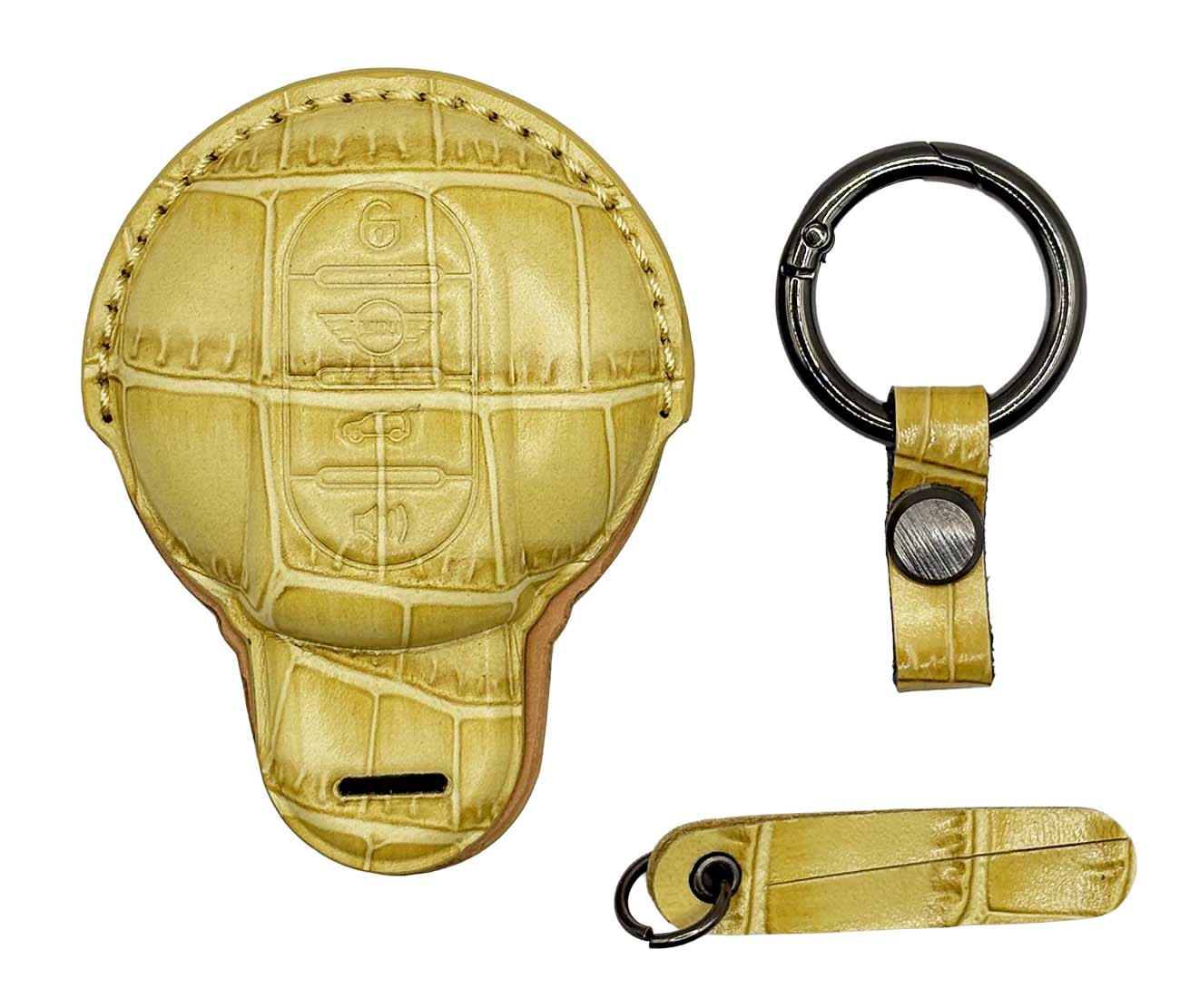 Clava Mini Cooper Car Key Fob / Premium Leather / Yellow
