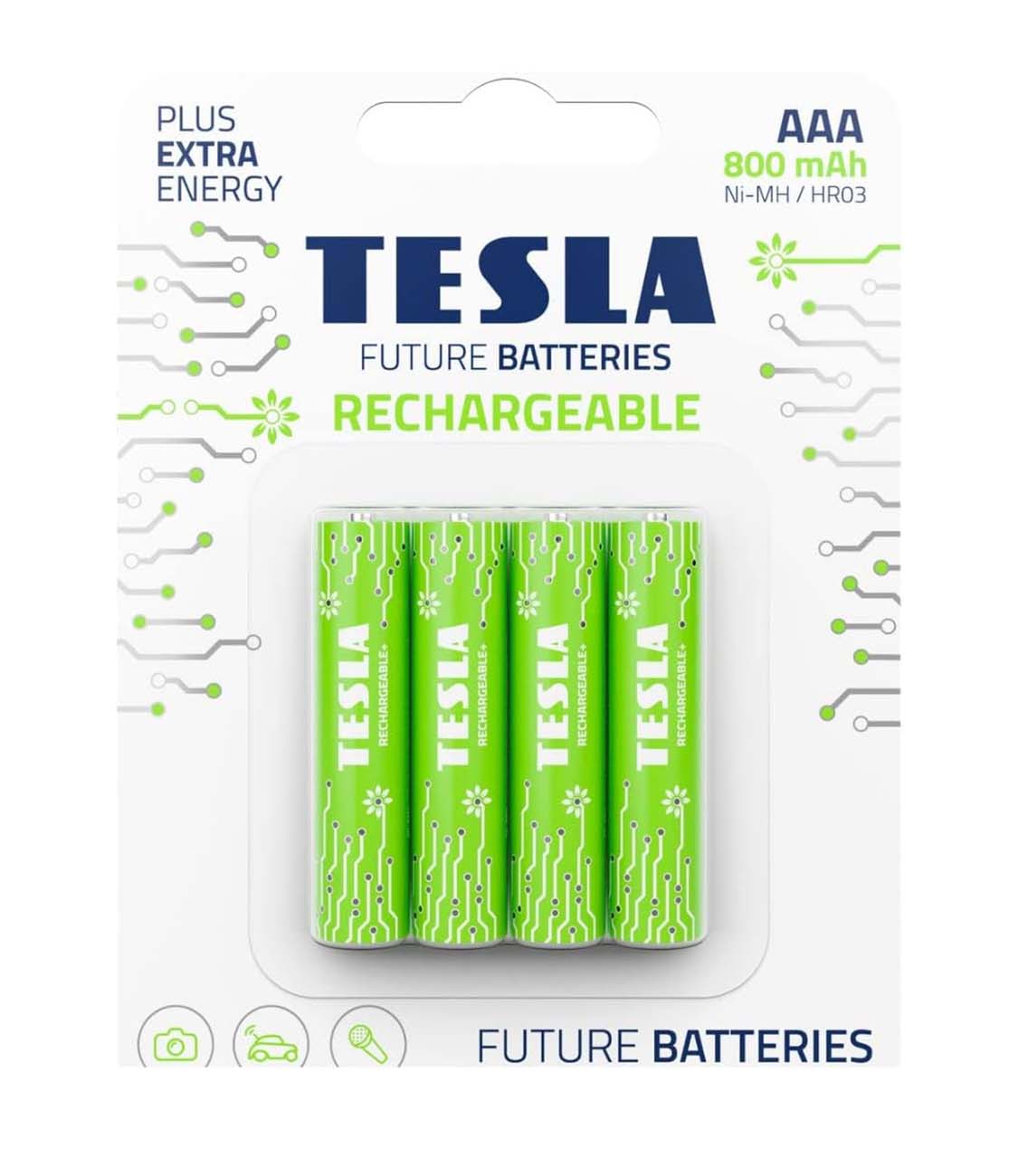TESLA Green+ AAA Batteries / Pack of 4 / Rechargeable