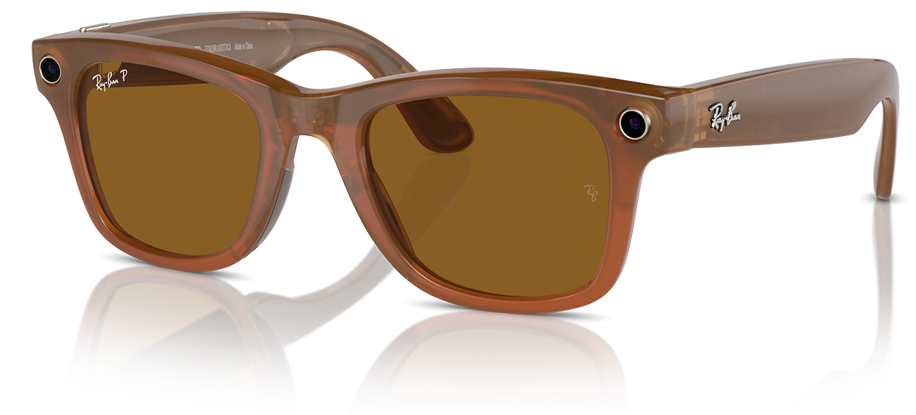 Ray-Ban Wayfarer Smart Glasses / Built-in Camera + Speaker / AI / Caramel Frame + Brown Lenses