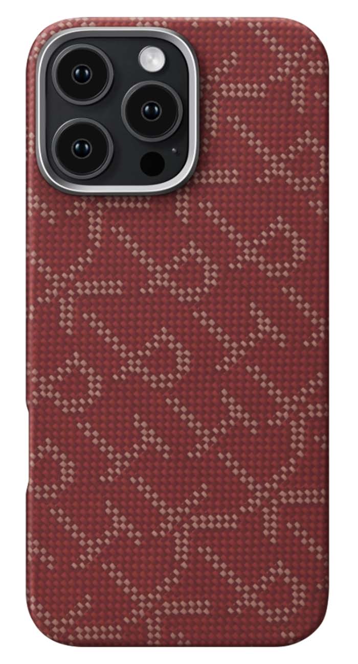 PITAKA Case for iPhone 16 Pro Max / Carbon Fiber / MagSafe / Slim & Lightweight / Red & Gold