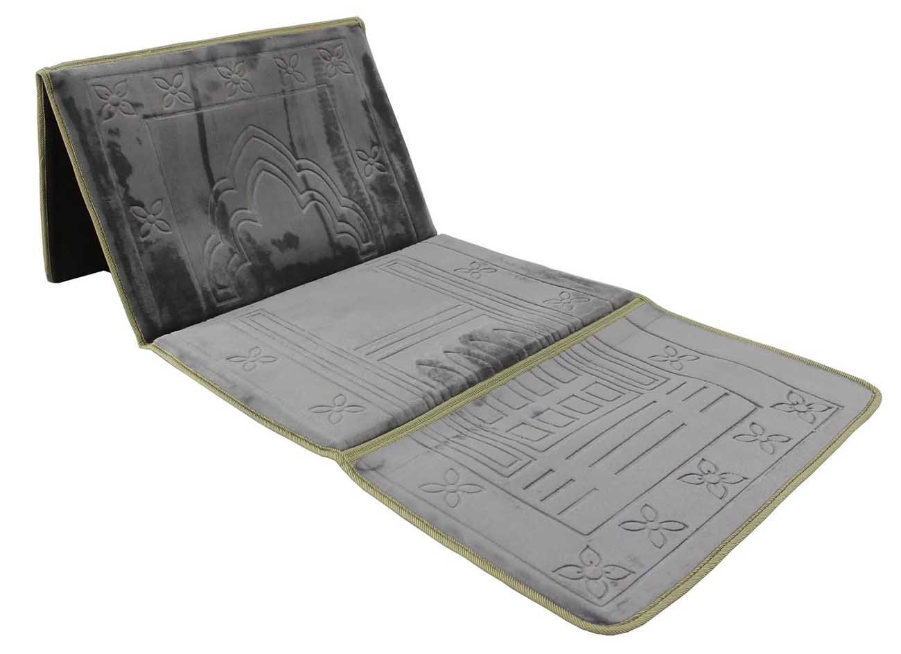 Sundus Prayer Mat / With Built-in Backrest / Foldable / Soft Fabric / Grey