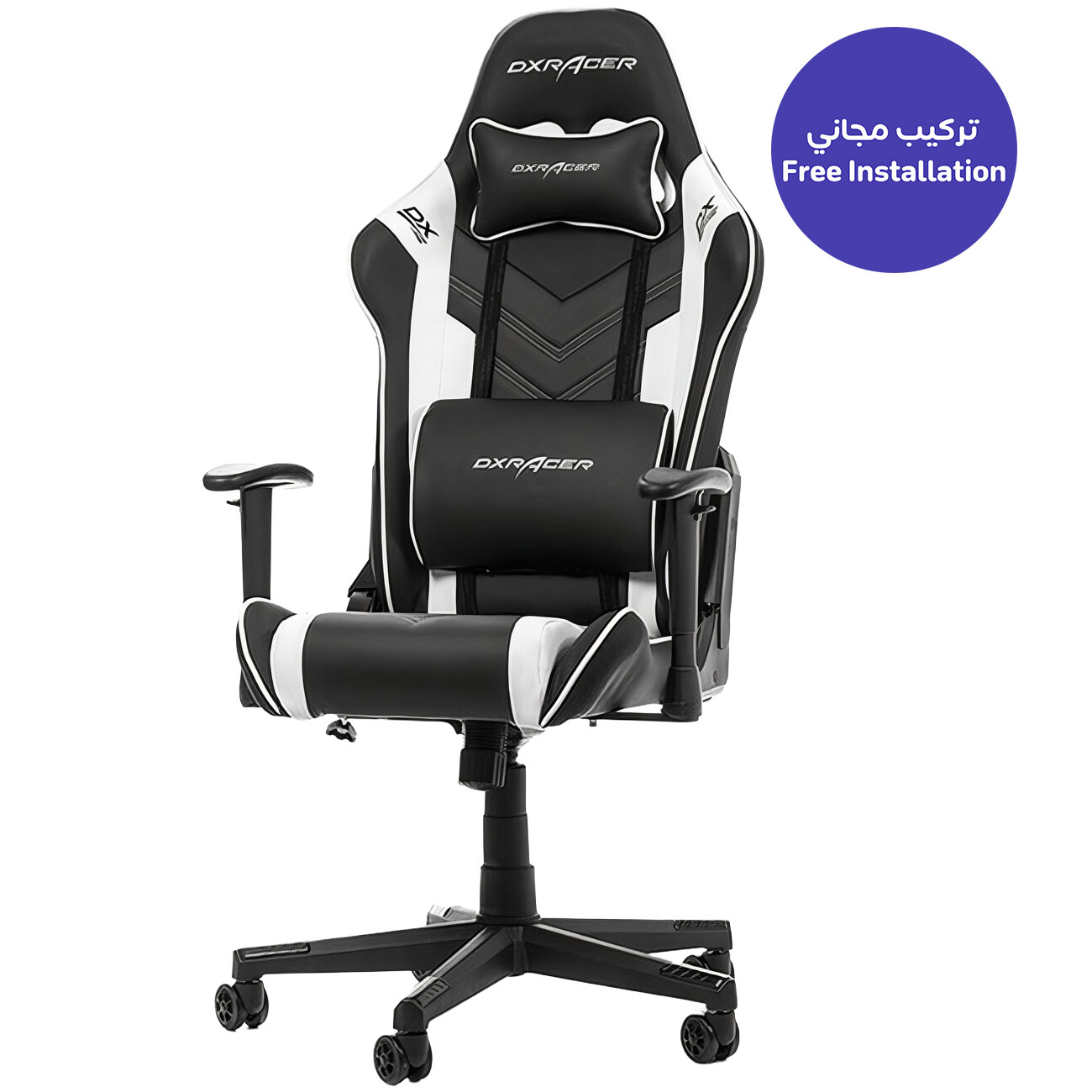 DXRacer Prince Series P132 Gaming Chair / Black & White