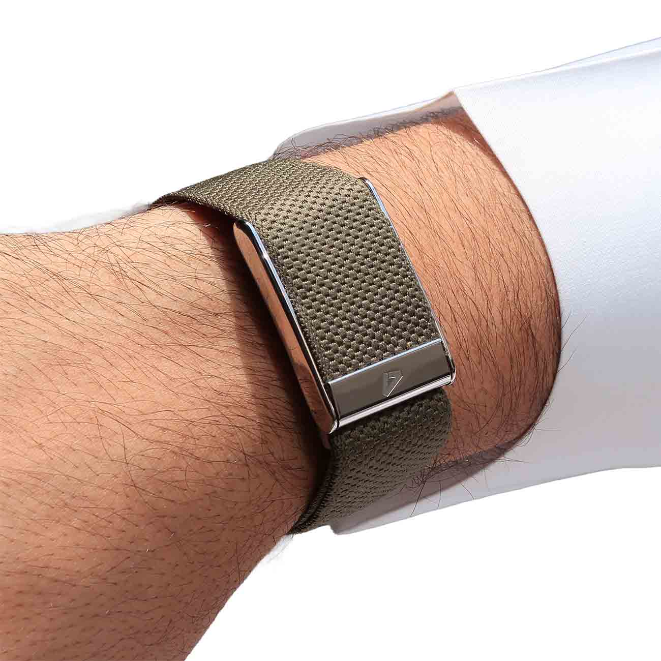 Dash Strap for Whoop 5 / Olive Green with Shiny Silver Frame