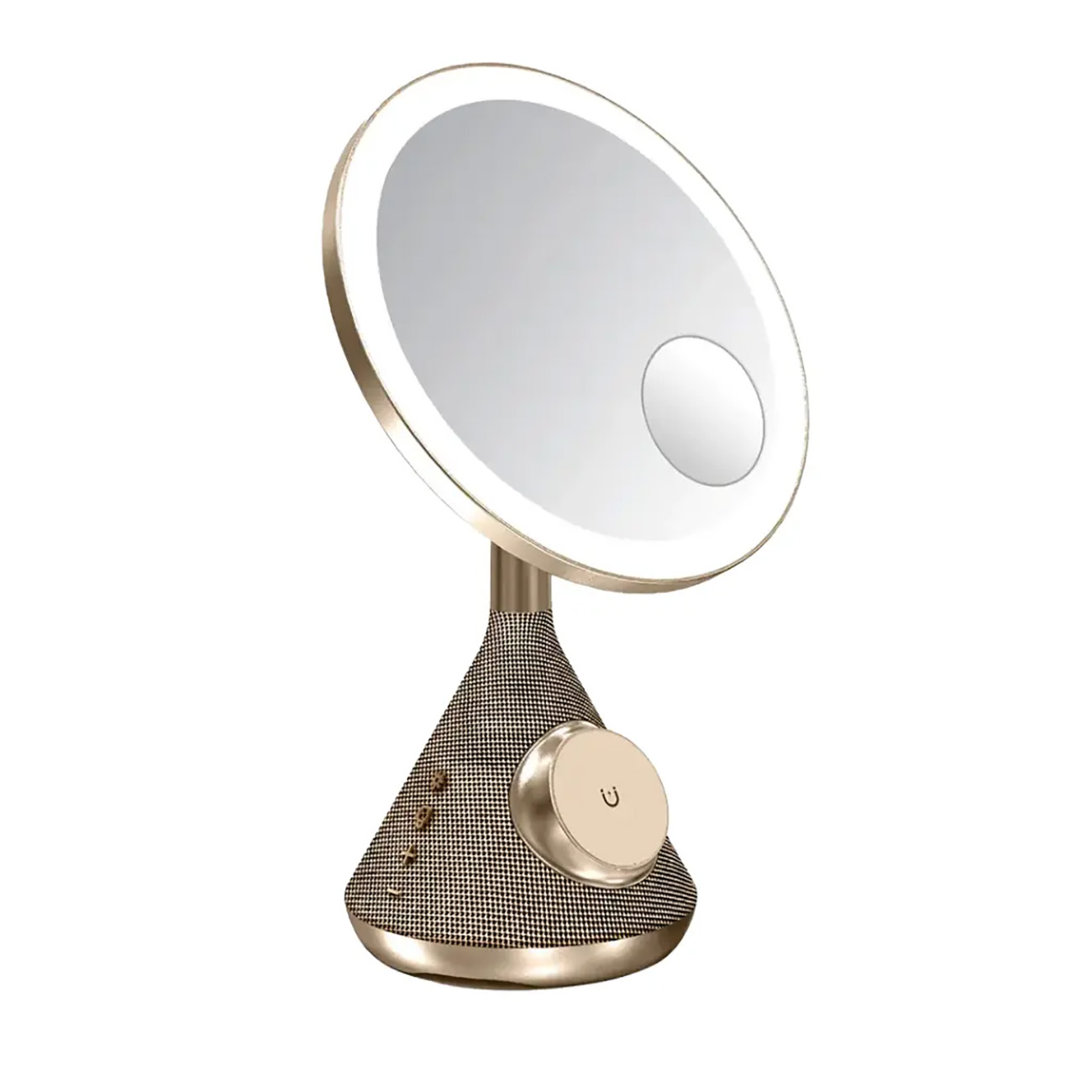 Porodo Makeup Mirror / Wireless Phone Charging / With LED Lighting / Built-in Speaker / Gold