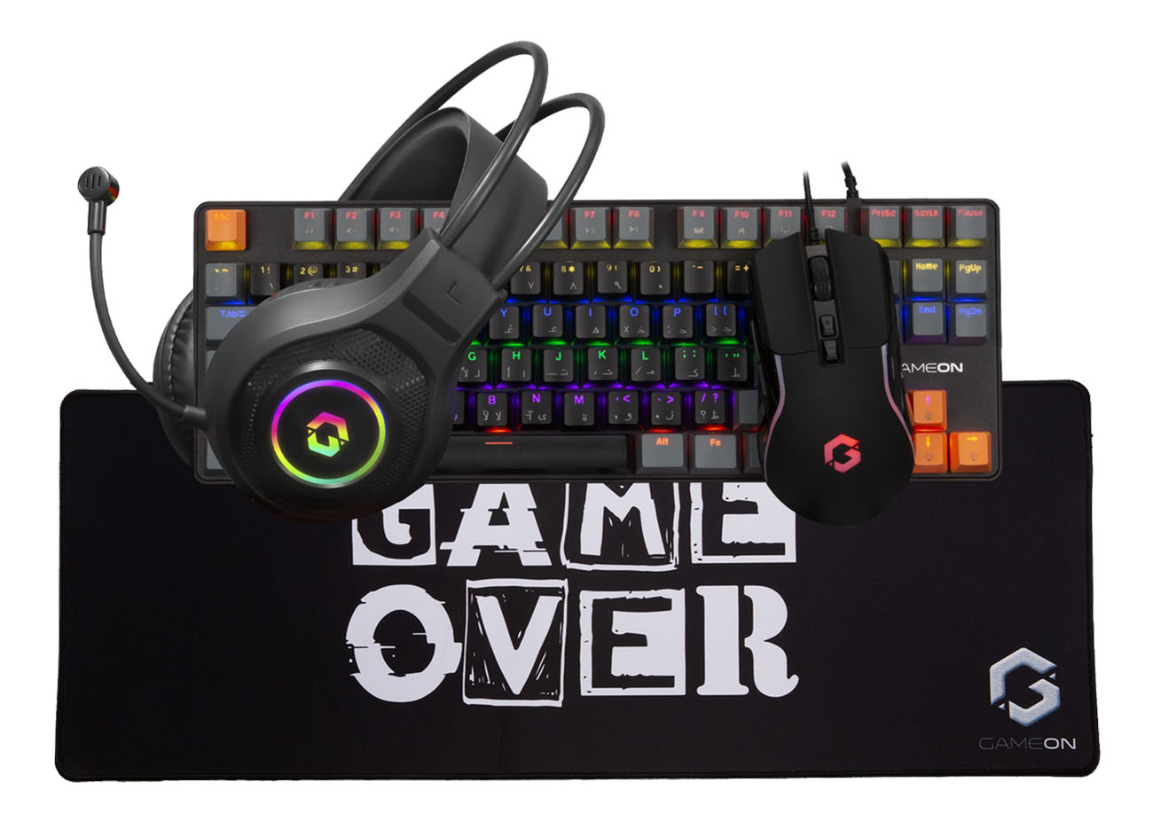 GAMEON Gaming Bundle / 4 in 1 / Keyboard + Mouse + Headset + Mouse Pad