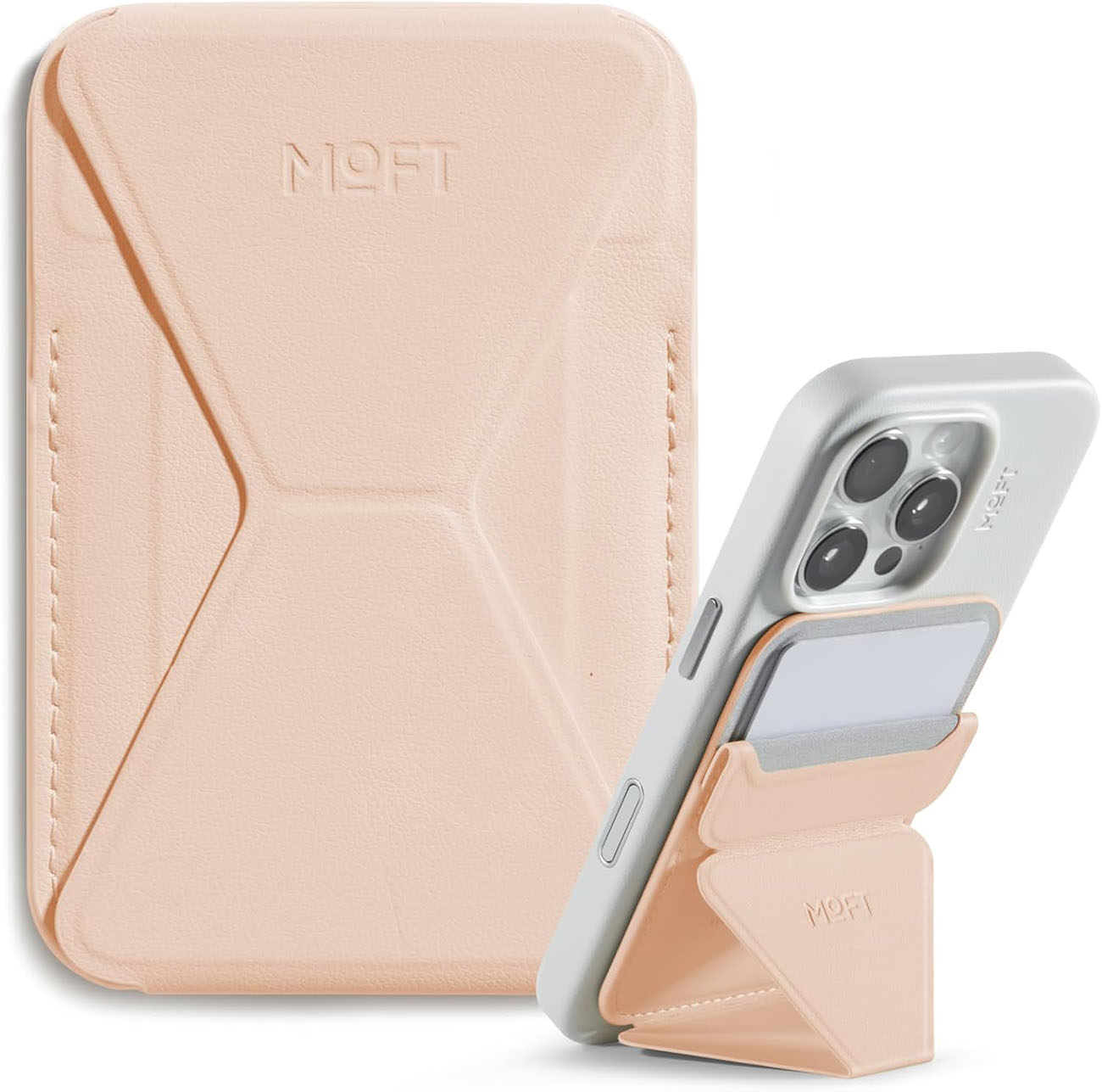 MOFT Phone Magnetic Stand / Built-in Wallet / Supports MagSafe / Peach Pink