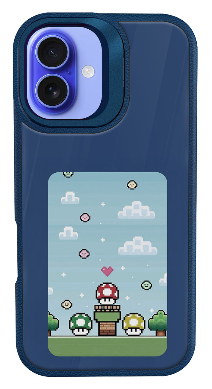 NFC Case for iPhone 16 Plus / With E-Ink Display / App Control / Built-in Stand / Blue