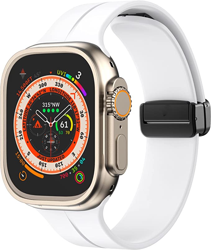 974Bands Sport Silicon Band with Magnetic Buckle / Size 44 / 45 / 49 / White