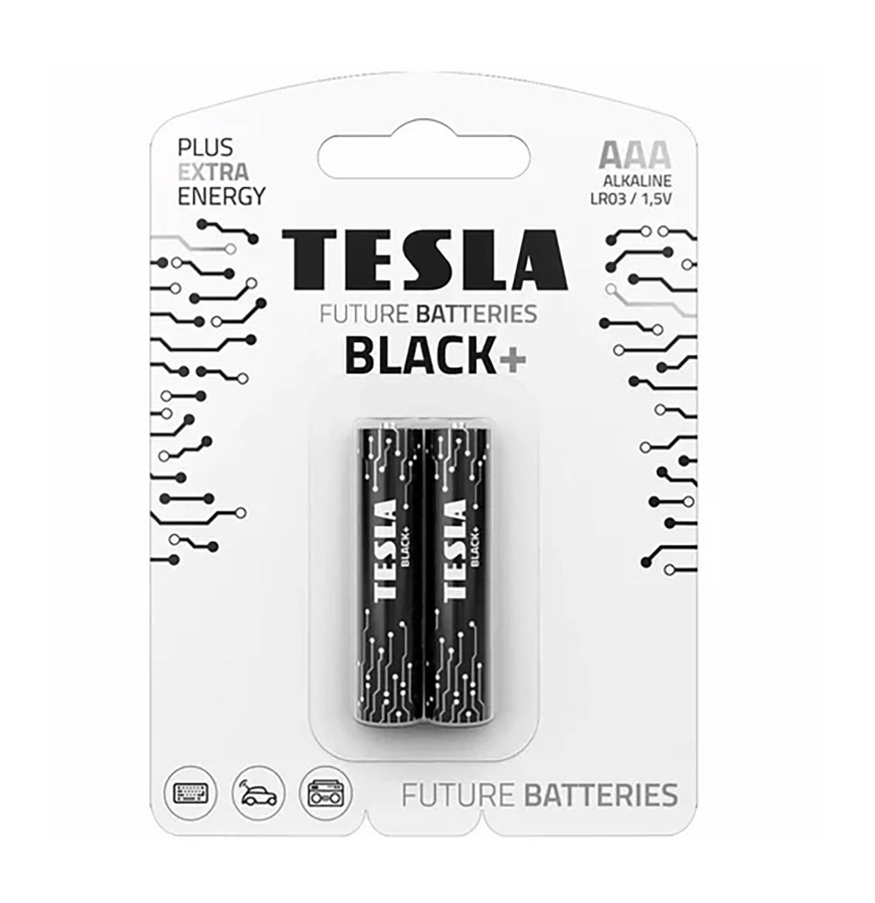 TESLA Black+ AAA Batteries / Pack of 2