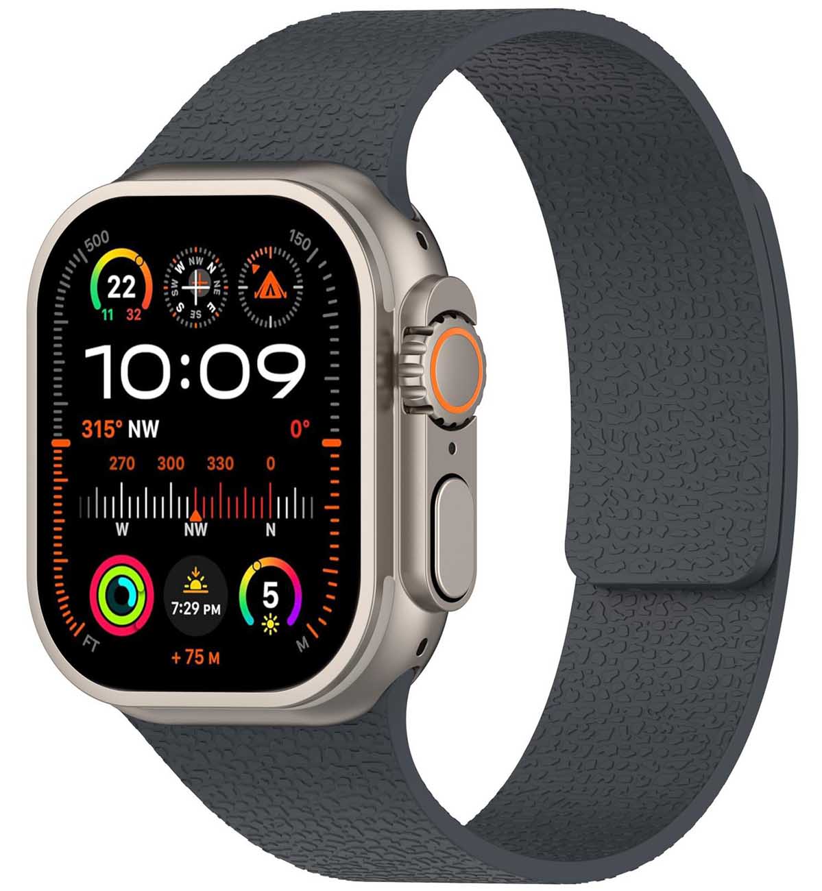 974Bands Apple Watch Strap / Magnetic / Size 42 / 44 / 45 / 49 / Soft Silicone / Dark Grey