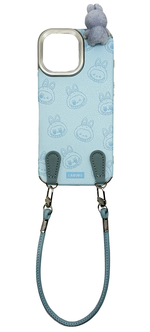 Labubu iPhone 15 Pro Max Case / With Wrist Strap / 3D Design / Drop & Scratch Resistant / Blue
