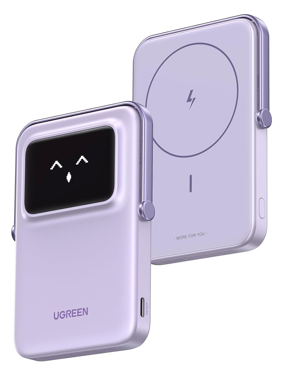 UGreen Uno Magnetic Power Bank / 5000mAh / 20W Power / Built-in Stand / Cute Design / Purple
