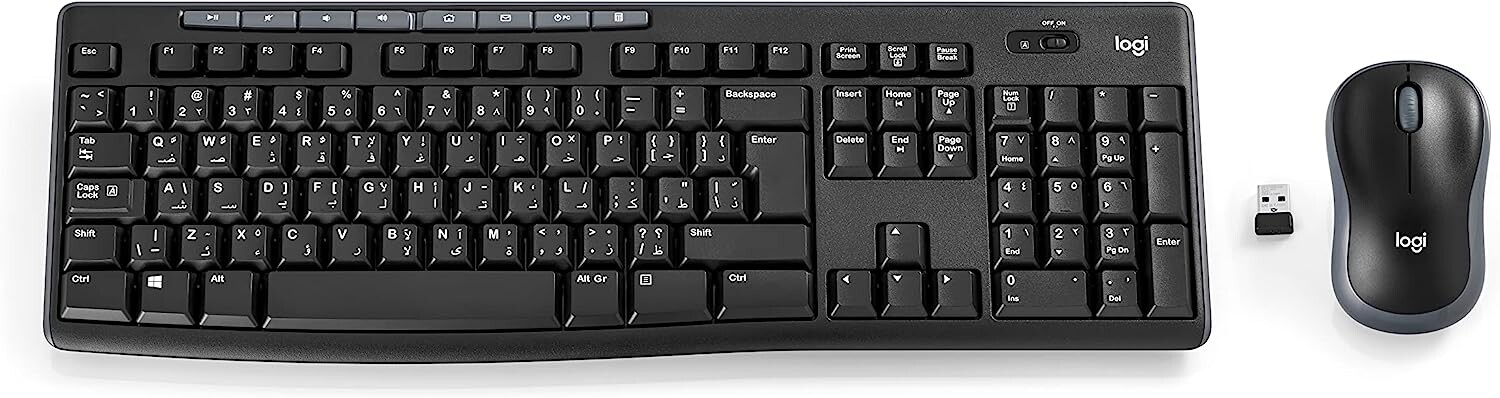 Logitech Bundle / Wireless Keyboard & Mouse / Slim & Practical Design / Arabic & English