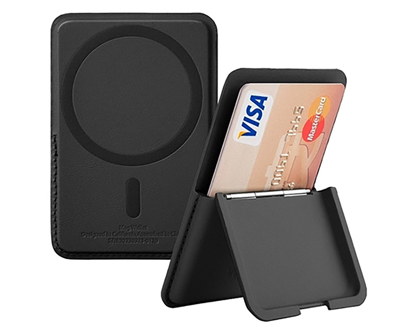 WiWU Magnetic Phone Stand / Built-in Wallet / Supports MagSafe / Black