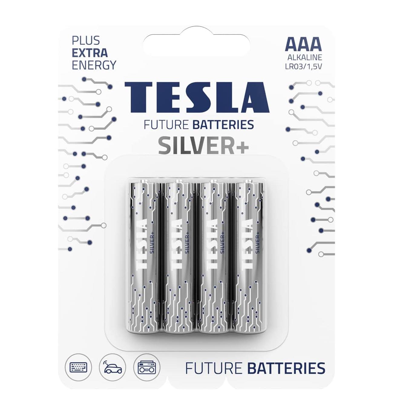 TESLA Silver+ AAA Batteries / Pack of 4