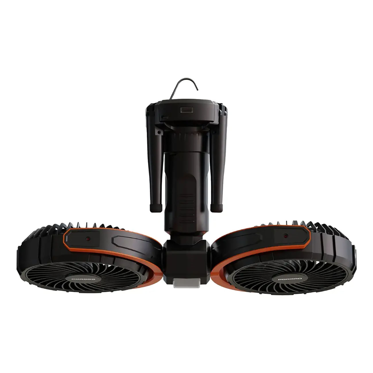 Porodo Portable Fan / Battery Operated / 4 Speeds / Wired Phone Charging + Tripod Stand + LED Light