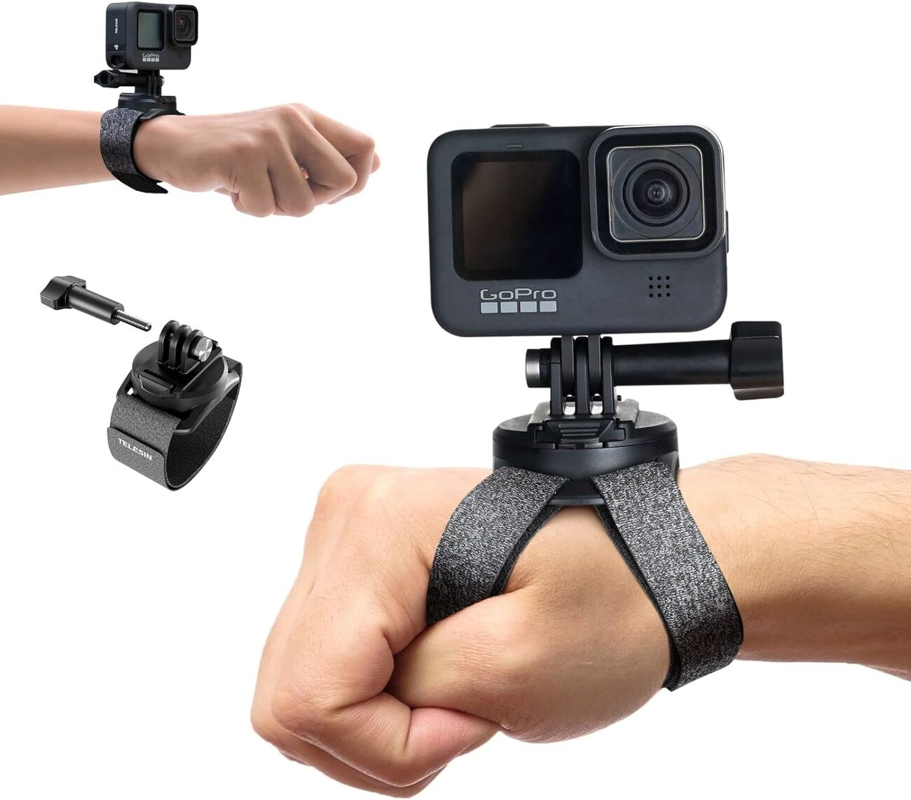 Telesin Action Camera Wrist Strap / Rotates 360 Degrees / Can be Mounted in Multiple Positions