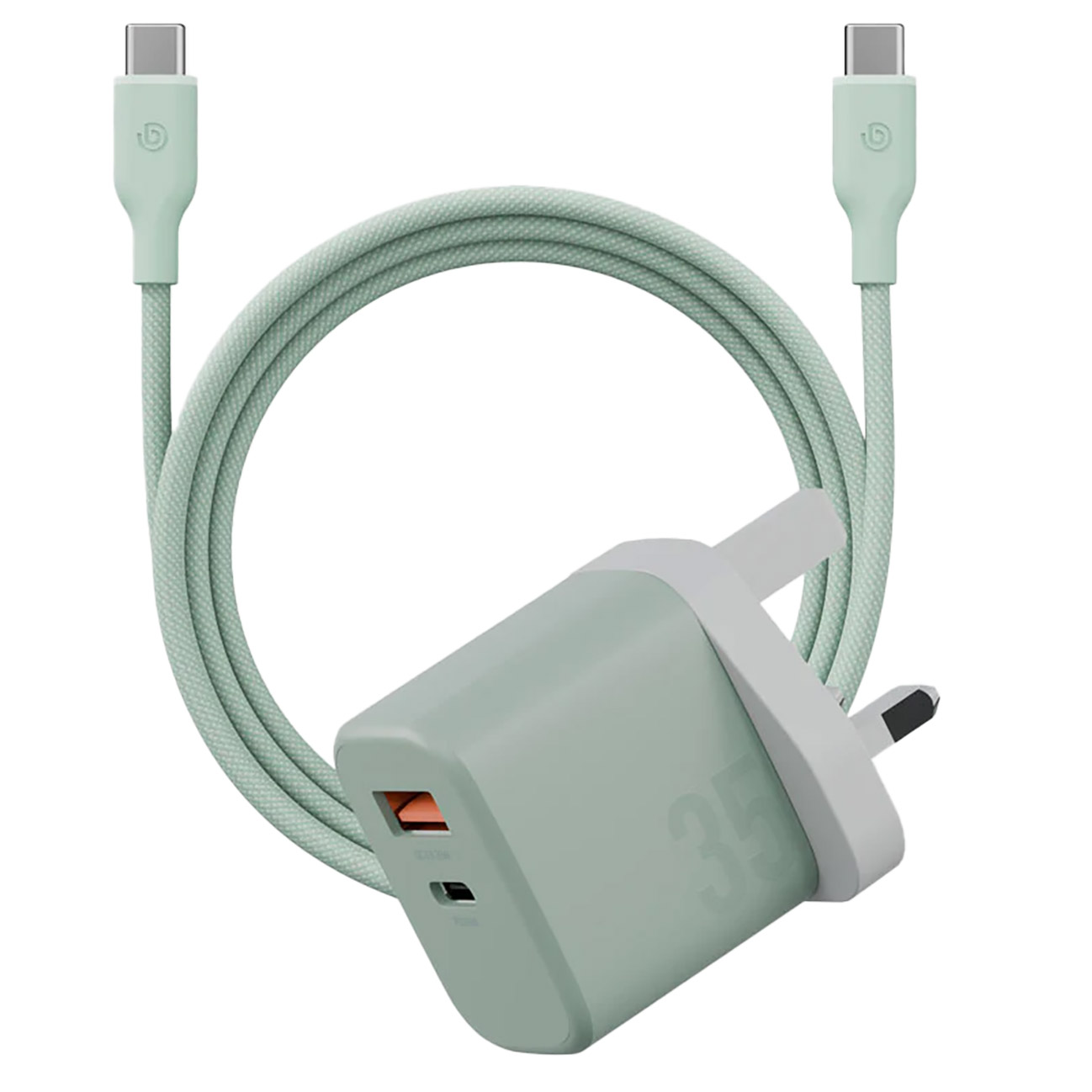 Bazic Velox Kit Charger / Type-C & USB Ports / 35W Power / With 60W Type-C Cable / Green