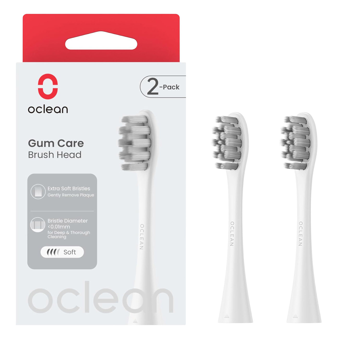 Replacement Brush Heads for Oclean Electric Toothbrush / Soft Bristles / Pack of 2