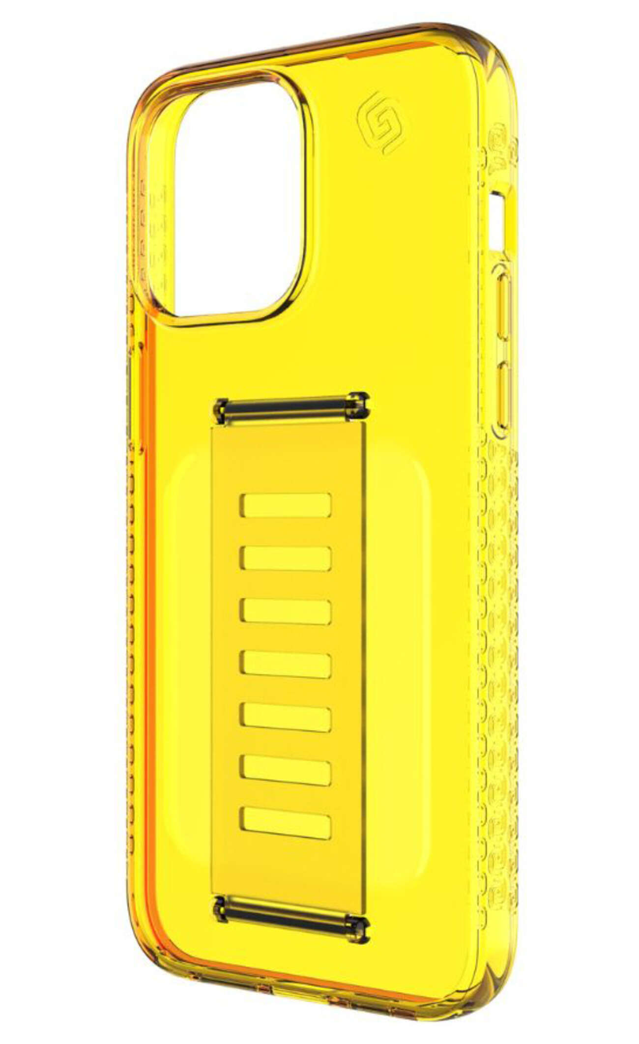 Grip2u Slim Case for iPhone 15 Pro Max / Built-in Grip / Slim Version / Yellow Transparent