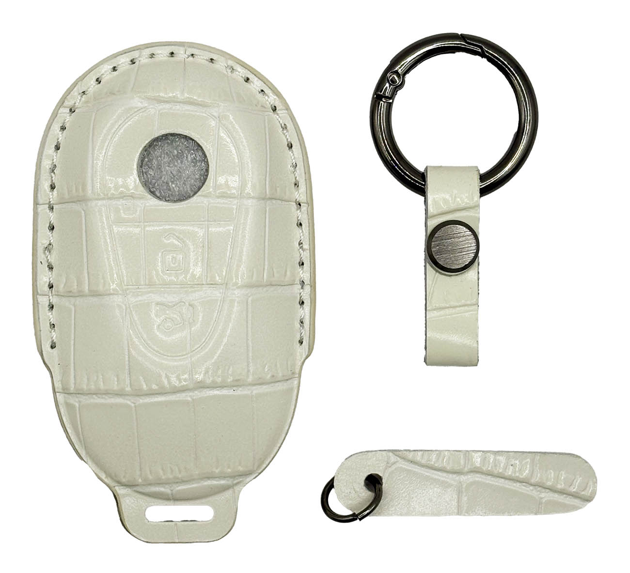 Clava Mercedes 2 Car Key Fob / Premium Leather / White