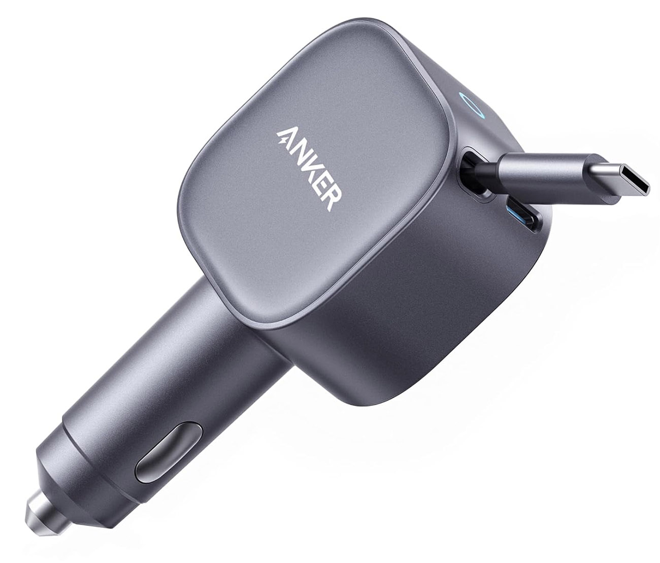 Anker Nano Car Charger / 75W Power / Dual Device Charging / Built-in Type-C Cable