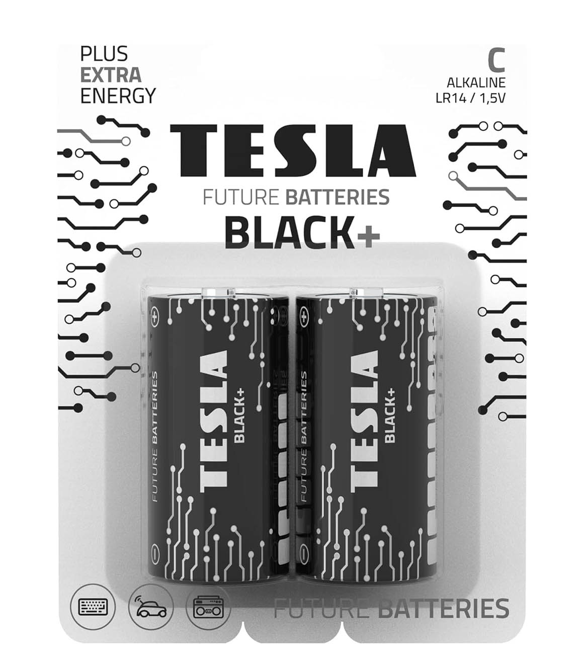 TESLA Black+ C Batteries / Pack of 2