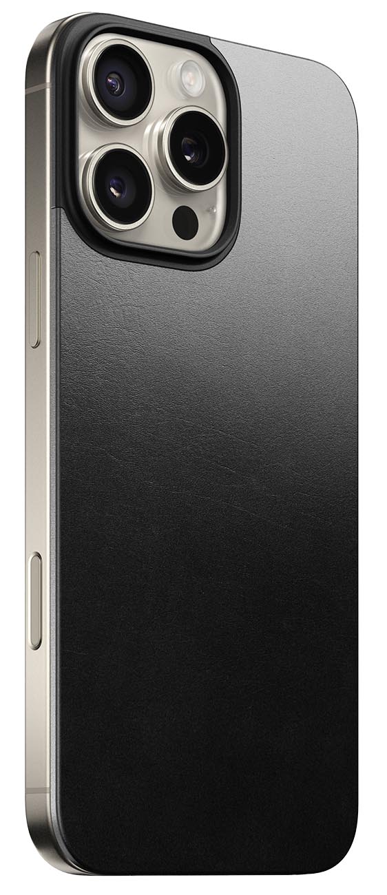 Nomad Leather Back for iPhone 16 Pro Max / Magnetic / Black Leather