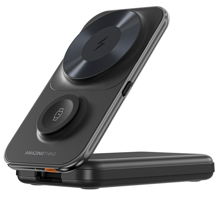 AmazingThing Charger & Power Bank / Charges iPhone + AirPods + Watch / 2 Built-in Type-C Cables