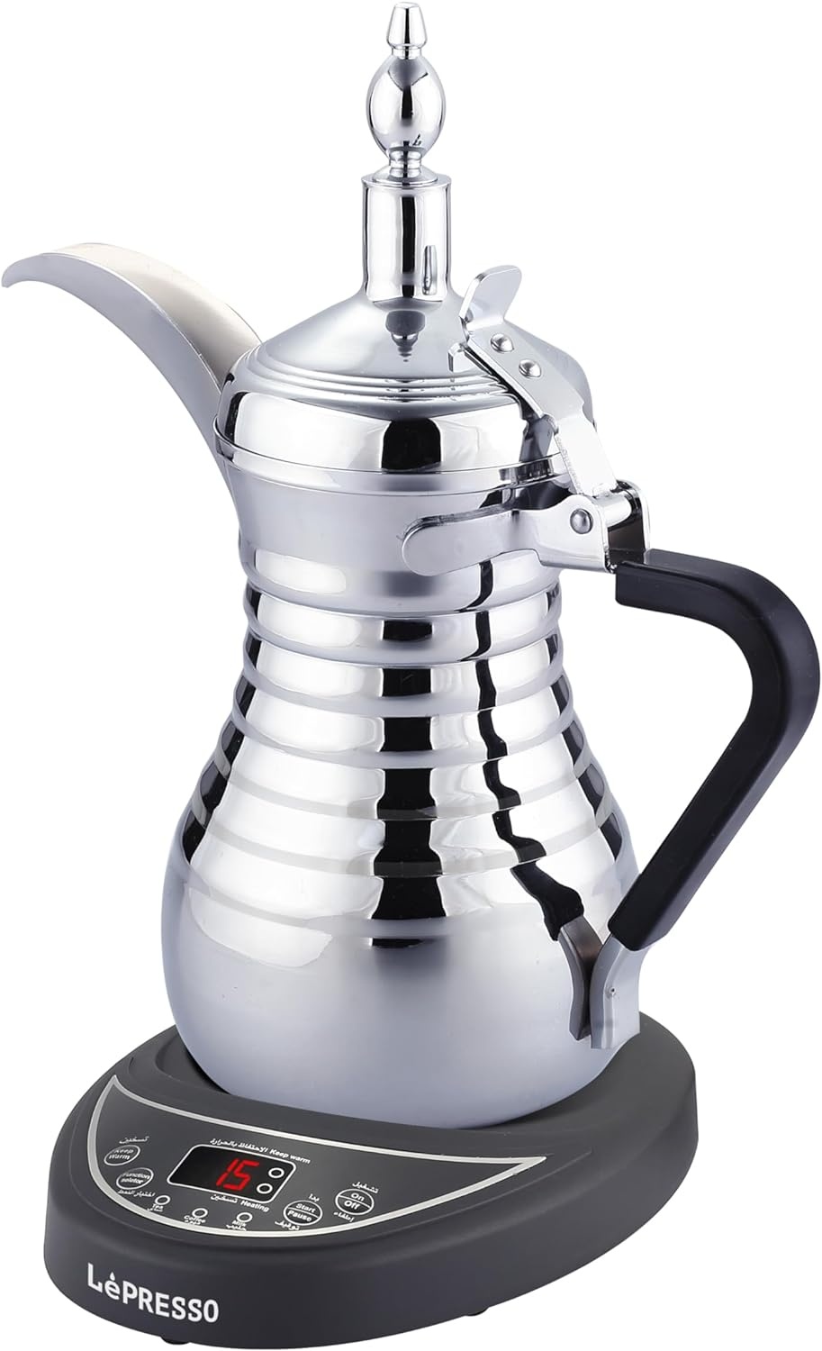 LePresso Electric Dallah for Arabic Coffee & Tea / 750 ml Capacity / Silver