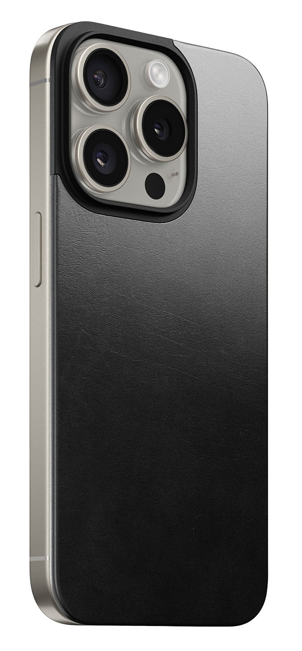 Nomad Magnetic Leather Back for iPhone 15 Pro / Black Leather