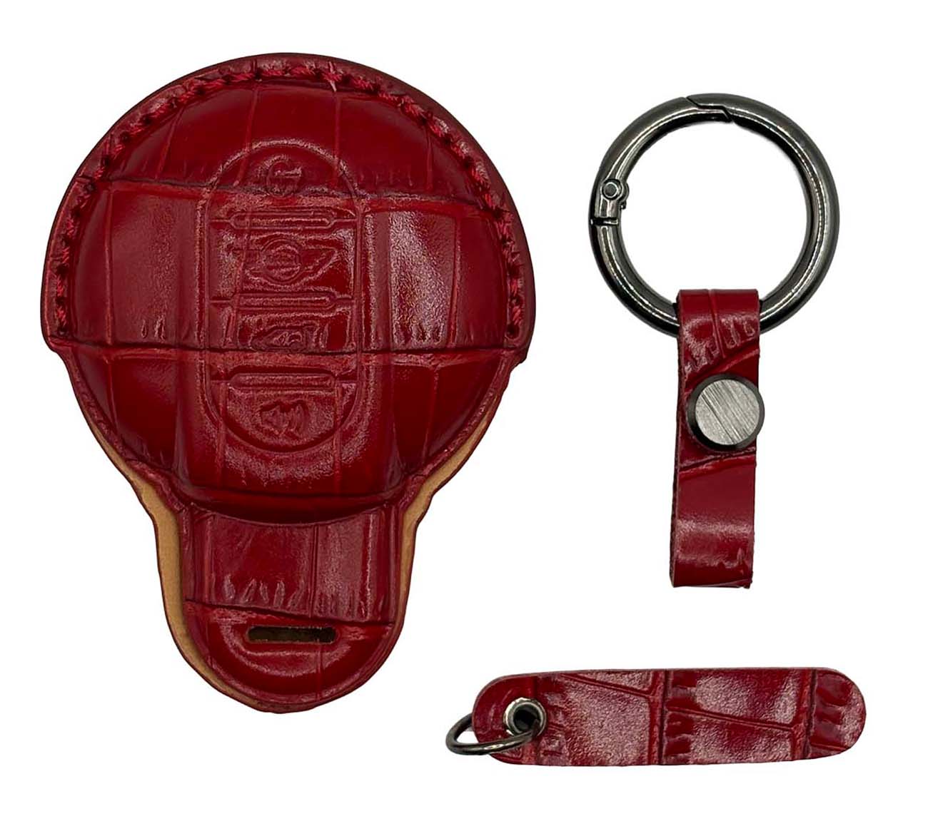 Clava Mini Cooper Car Key Fob / Premium Leather / Red