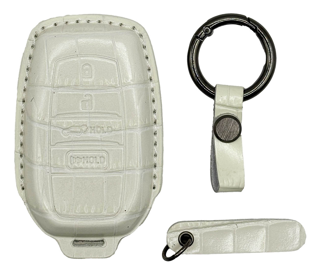 Clava Land Cruiser Car Key Fob for 2022–2025 Models / Premium Leather / White