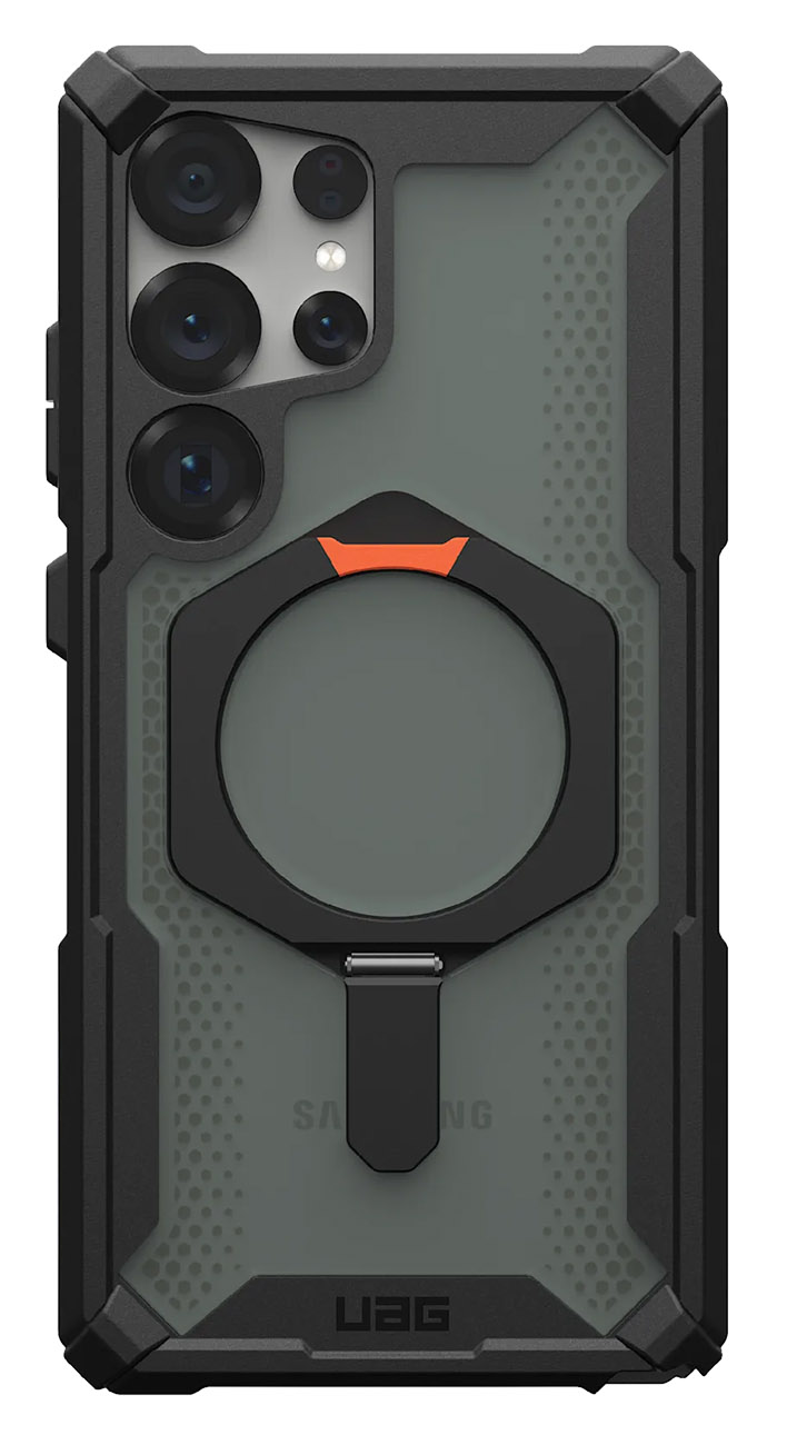UAG Plasma Case for Galaxy S25 Ultra / MagSafe / Built-in Stand / Drop-Resistant / Black & Orange