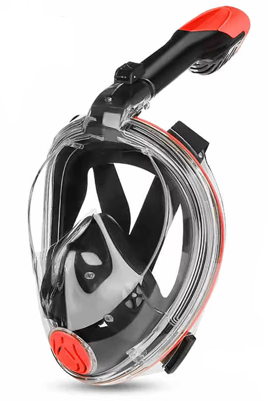 Orsen Adult Diving Mask / Full Face Coverage / With Camera Mount / Black & Red